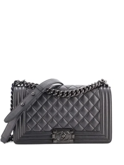 Pre-owned Chanel So Black Boy Flap Bag Quilted Caviar Old Medium Shoulder Bag