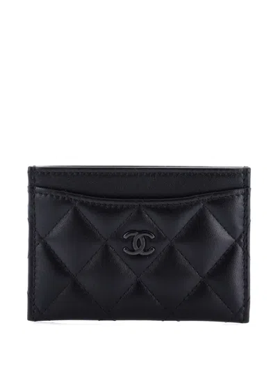 Pre-owned Chanel So Black Classic Quilted Lambskin Card Holder