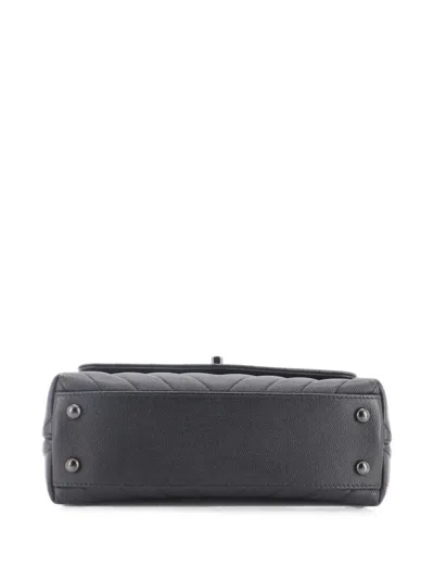 Pre-owned Chanel So Black Coco Top Handle Bag Chevron Caviar Mini Satchel