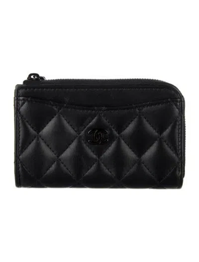 Pre-owned Chanel So Black Interlocking Cc Logo Card Holder