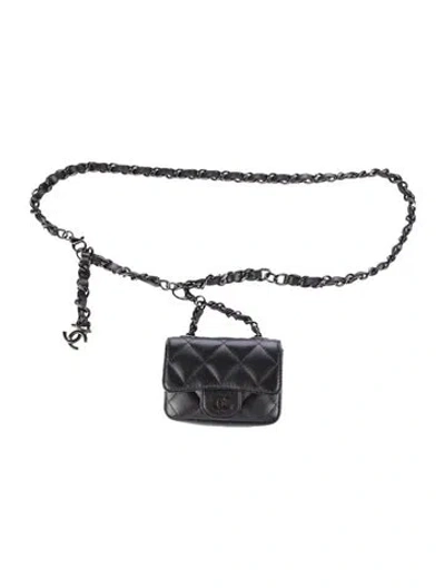 Pre-owned Chanel So Black Micro Flap Belt Bag