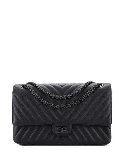 Pre-owned Chanel So Black Reissue 2.55 Flap Bag Chevron Sheepskin 226 Shoulder Bag