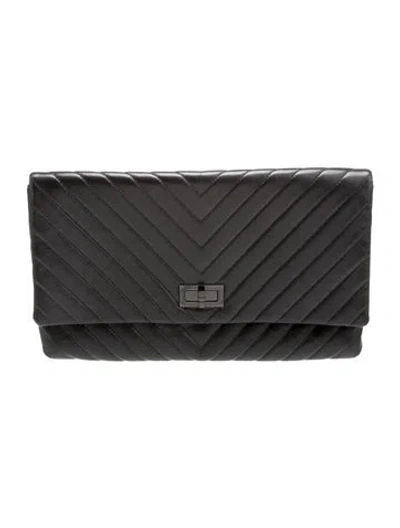 Pre-owned Chanel So Black Reissue Chevron Clutch