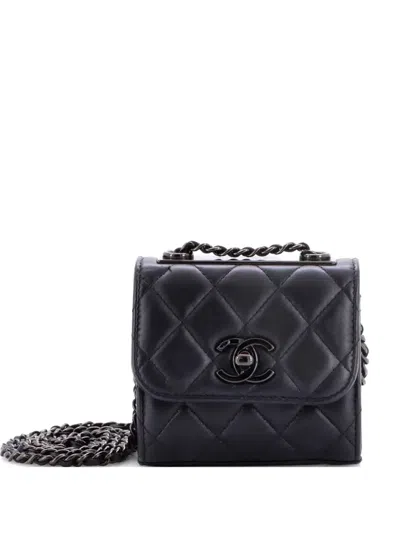 Pre-owned Chanel So Black Trendy Cc Clutch With Chain Quilted Lambskin Small Shoulder Bag