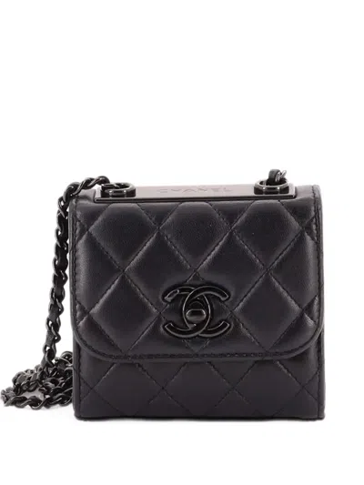 Pre-owned Chanel So Black Trendy Cc Clutch With Chain Quilted Lambskin Small Shoulder Bag