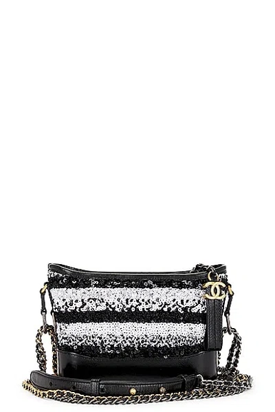 Pre-owned Chanel Spangle Leather Shoulder Bag In Black & White