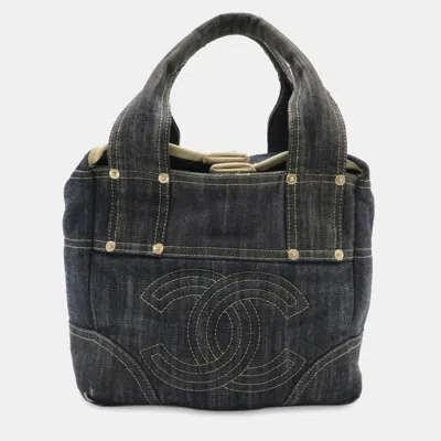 Pre-owned Chanel Sparkling Denim A31985 Blue Denim Tote Bag