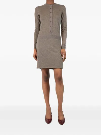 Pre-owned Chanel Sparkly Knit Mini Dress In Brown