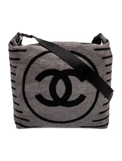 Pre-owned Chanel Sport Beach Bag & Towel Set In Black/grey