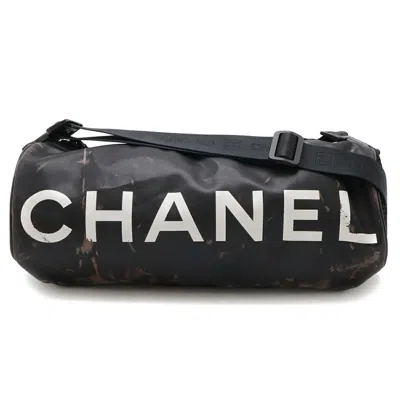 Pre-owned Chanel Sport Black White Nylon Rubber Shoulder Bag ()