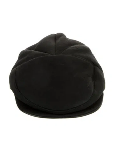 Pre-owned Chanel Sport Cc Fur-lined Lambskin Cap In Black