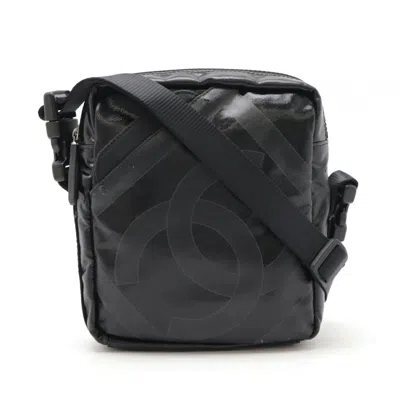 Pre-owned Chanel Sport Coated Canvas Pochette Shoulder Bag () In Black
