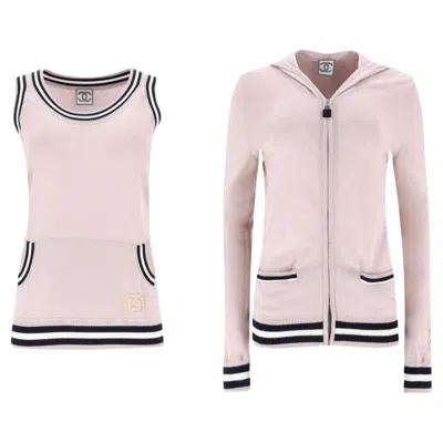 Pre-owned Chanel Sport Cotton Top & Matching Hoodie In Sand
