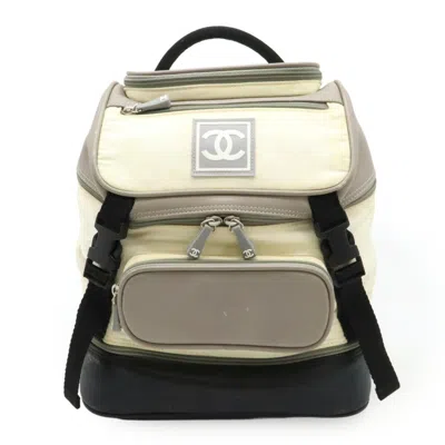 Pre-owned Chanel Sport Ivory Nylon Rubber Leather Backpack () In Black