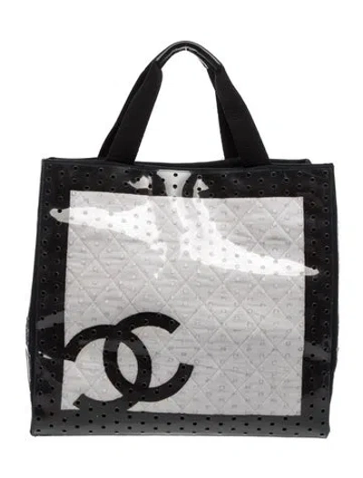 Pre-owned Chanel Sport Large Perforated Pvc Tote In Blue