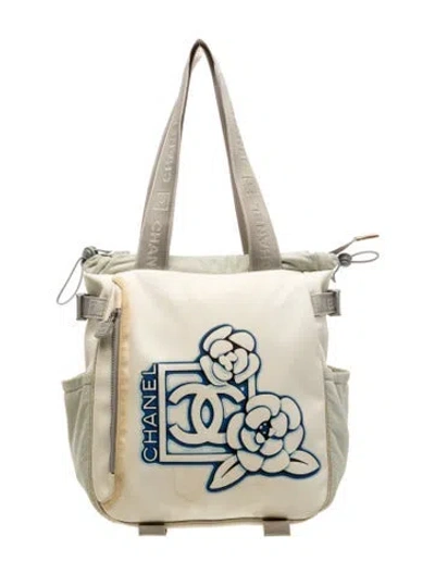 Pre-owned Chanel Sport Ligne Floral Shoulder Bag In Neutral