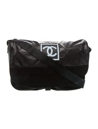 Pre-owned Chanel Sport Ligne Messenger Bag In Black