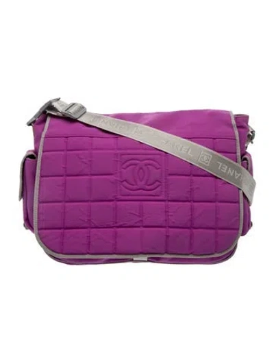 Pre-owned Chanel Sport Ligne Messenger Bag In Purple