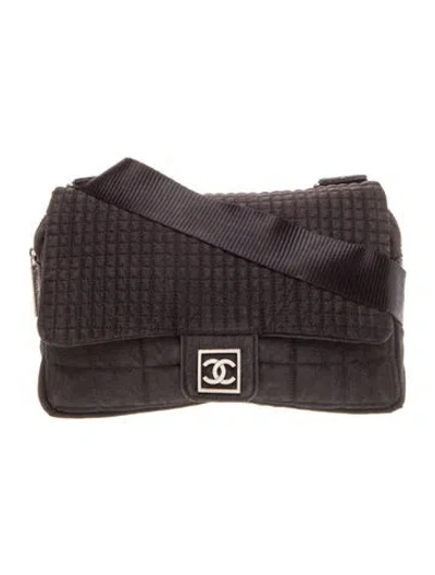 Pre-owned Chanel Sport Ligne Square Quilt Shoulder Bag In Black