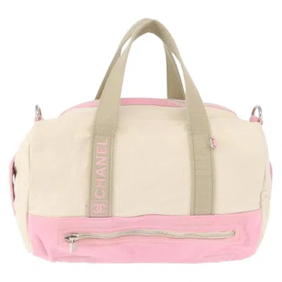 Pre-owned Chanel Sport Line Boston Ba Canvas Pink Canvas Travel Bag Bag ()