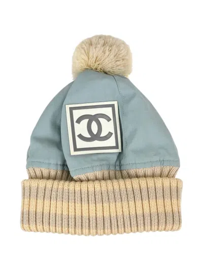 Pre-owned Chanel Sport Line Cc Logo Beanie Hat In Blue