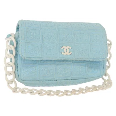 Pre-owned Chanel Sport Line Resin Camera Flap Bag Terry Cloth Blue Plastic Shoulder Bag Bag ()