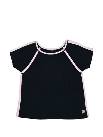 Pre-owned Chanel Sport Line Short-sleeve Knit T-shirt In Black