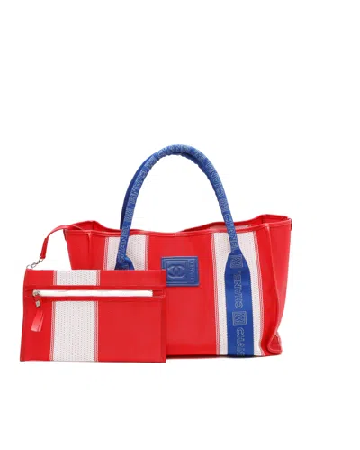 Pre-owned Chanel Sport Line Tote Bag In Red