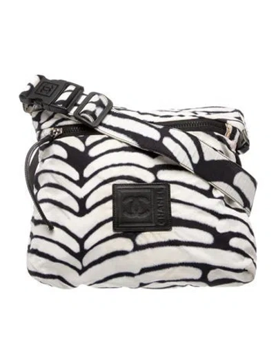 Pre-owned Chanel Sport Nylon Messenger Bag In White