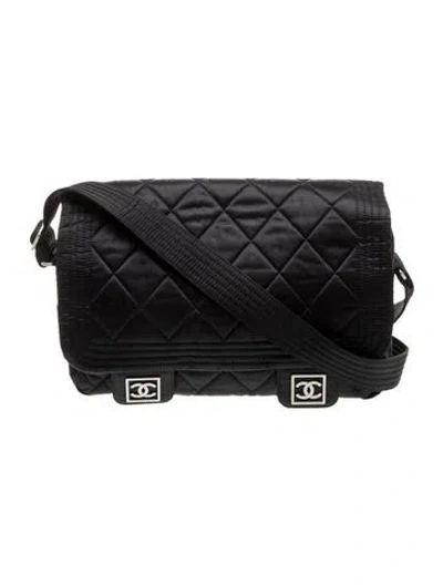 Pre-owned Chanel Sport Quilted Messenger Bag In Black