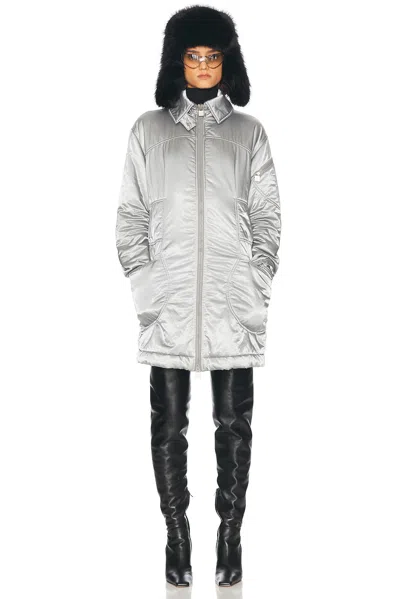 Pre-owned Chanel Sports Line Quilted Long Puffer Ski Coat In Silver