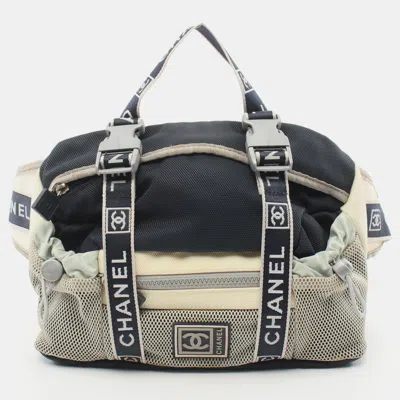 Pre-owned Chanel Sports Line Waist Bag Body Bag Nylon Off White Navy Multicolor