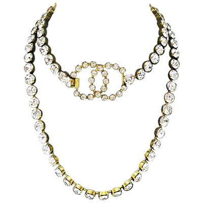 Pre-owned Chanel Spring 1995  Rhinestone Cc Necklace/belt In Multi