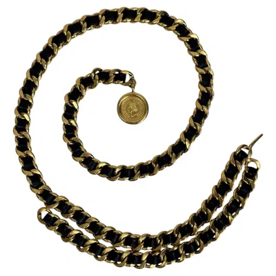 Pre-owned Chanel Spring 1995 Interlaced Chain Belt In Black