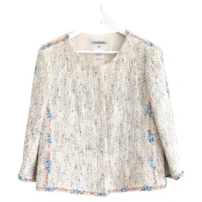 Pre-owned Chanel Spring 1999 99p Candy Tweed Puff Paint Trim Jacket In Gray