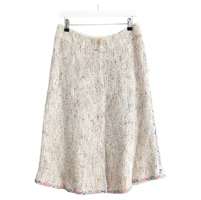 Pre-owned Chanel Spring 1999 99p Candy Tweed Puff Paint Trim Skirt In Sand