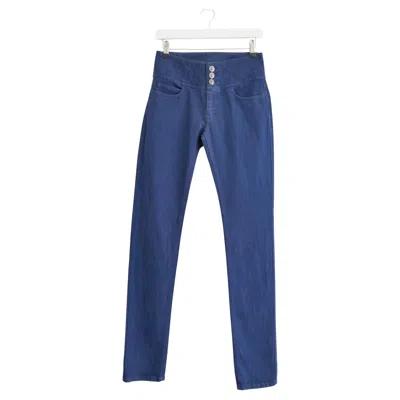 Pre-owned Chanel Spring 2010 Women's Quilted Waist Jeans In Muted Blue Cotton