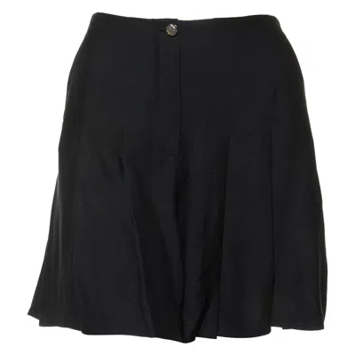 Pre-owned Chanel Spring 2012 Black Silk Pleated Shorts Fr 38 (us 6)