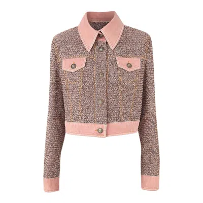 Pre-owned Chanel Spring 2018 Iconic Ad Campaign Pink Tweed & Denim Jacket 38 Fr