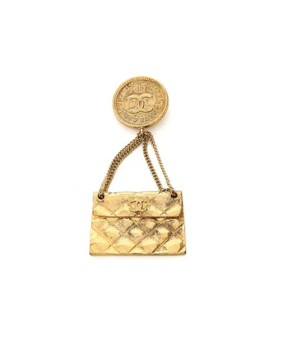 Pre-owned Chanel Spring Couture 1986 Cc Brooch In Gold