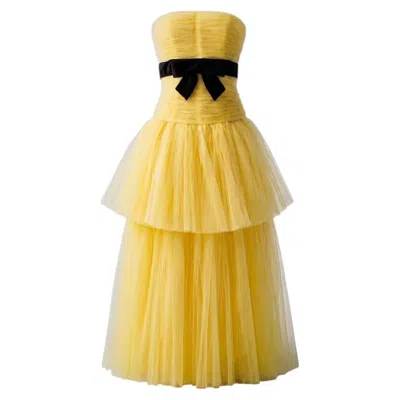 Pre-owned Chanel Spring/summer 1992 Yellow Tulle Evening Gown By Karl Lagerfield