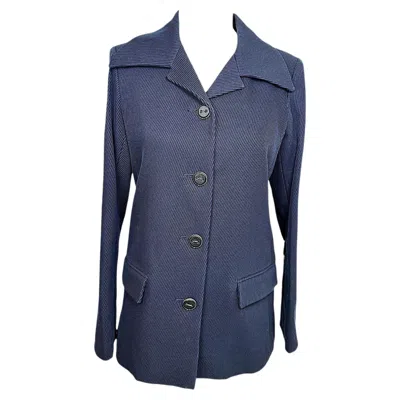 Pre-owned Chanel Spring/summer 2015 Navy Cotton Knit Silk-lined Jacket Fr 34 With Tags In Blue