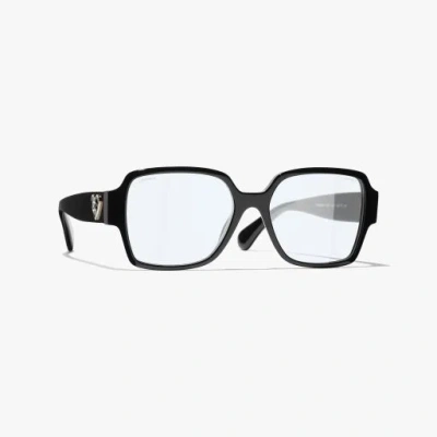 Chanel Square Blue Light Glasses In Black