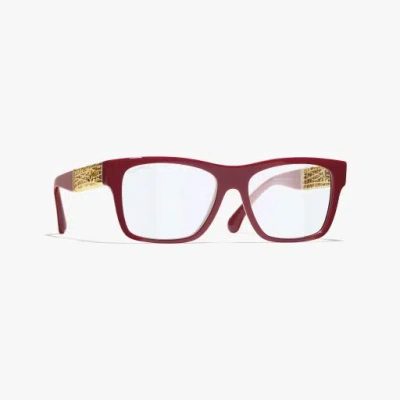 Chanel Square Blue Light Glasses In Red