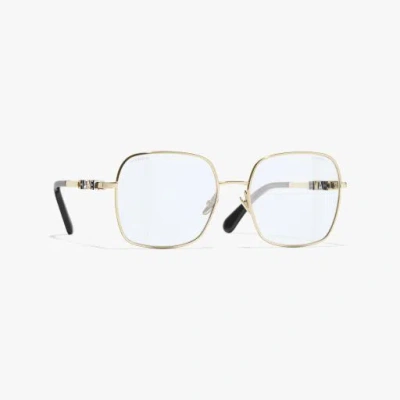 Chanel Square Blue Light Glasses In Gold