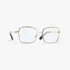 Chanel Square Blue Light Glasses In Light Gold 