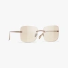 Chanel Square Blue Light Glasses In Pink & Gold 