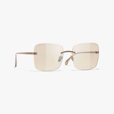 Chanel Square Blue Light Glasses In Gold
