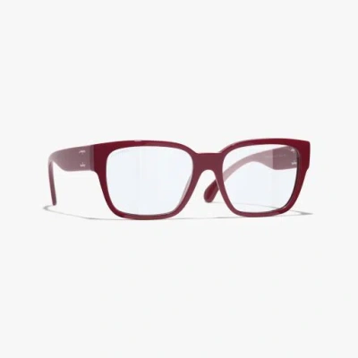 Chanel Square Blue Light Glasses In Red