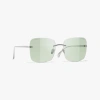 Chanel Square Blue Light Glasses In Silver 